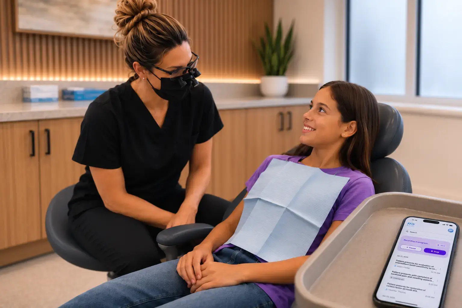 Dental clinician treating patient
