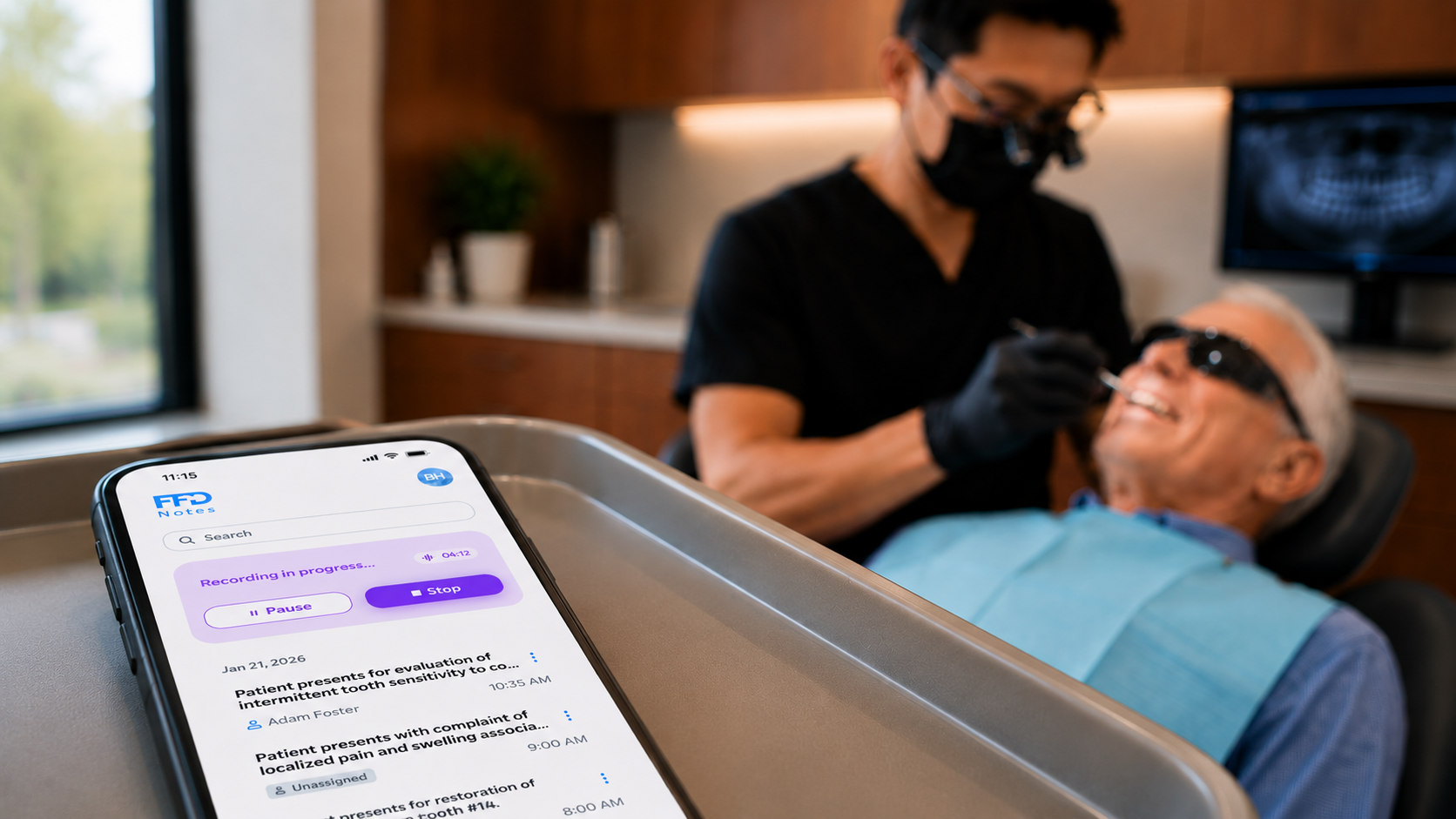 FFD Notes capturing a patient visit with Autodraft